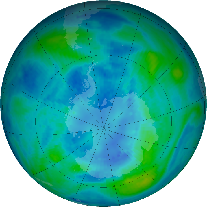 Antarctic ozone map for 07 April 2002